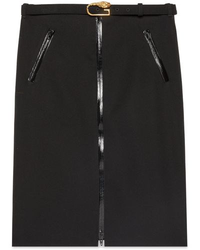 Gucci Wool Skirt With Detachable Belt - Black