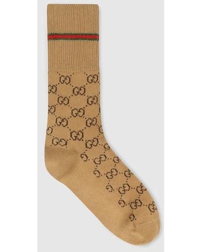 Gucci Web-detail GG Socks - Brown