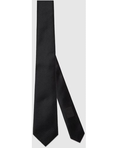 Gucci Silk Tie With Double G Detail - Black