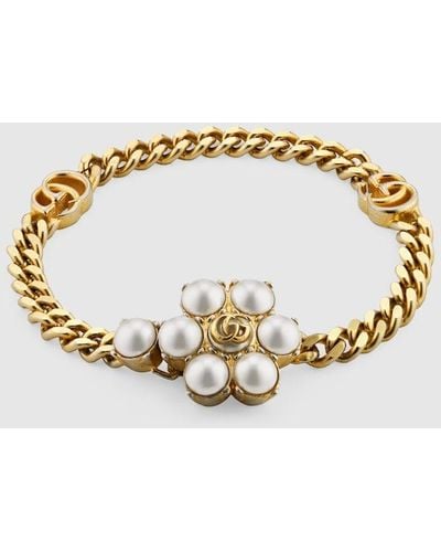 Gucci gg Marmont Faux-pearl Bracelet - Metallic