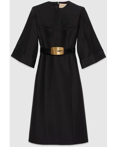 Gucci Soft Wool Silk Midi Dress - Black