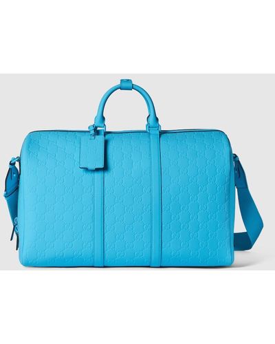 Gucci GG Rubber-effect Large Duffle Bag - Blue
