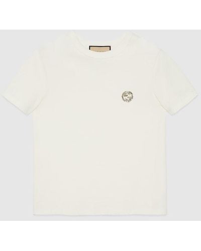 Gucci インターロッキングg コットンジャージー Tシャツ, ホワイト, ウェア