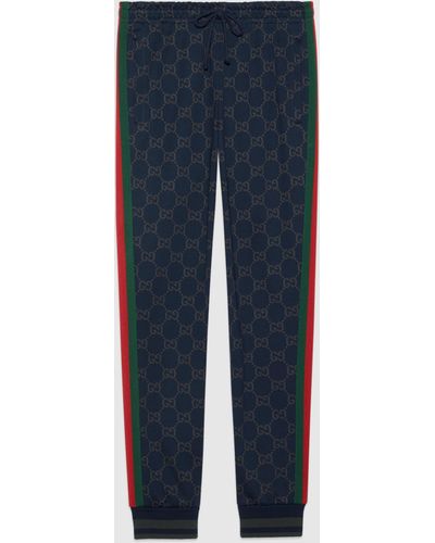 Gucci GGコットンジャージー ジョギングパンツ, ブルー, ウェア