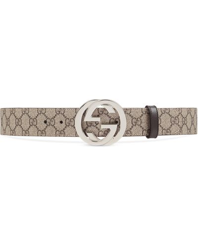 Gucci GG Supreme Belt With G Buckle - Grey