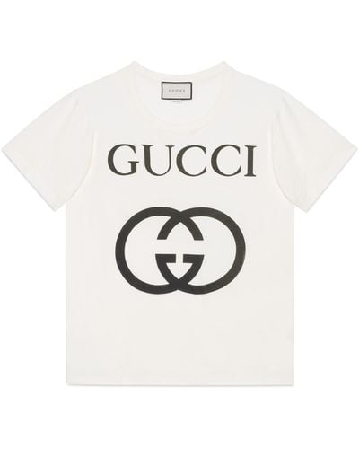 Gucci Oversize T-shirt With Interlocking G - Natural