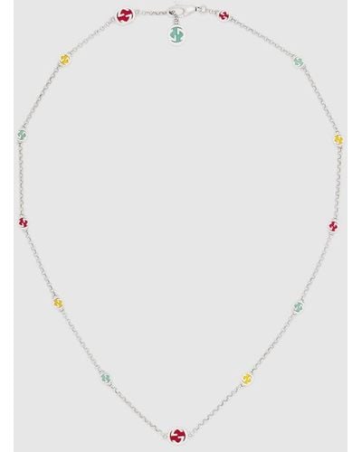 Gucci Interlocking Necklace With Multicolor Enamel - Metallic
