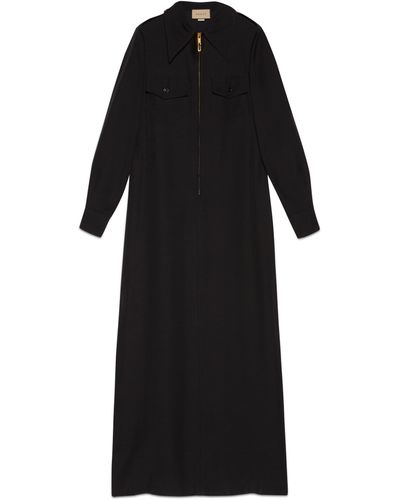 Gucci Viscose Silk Maxi Dress With Belt - Black