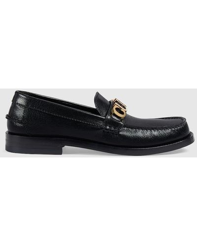 Gucci Logo Leather Loafer - Black