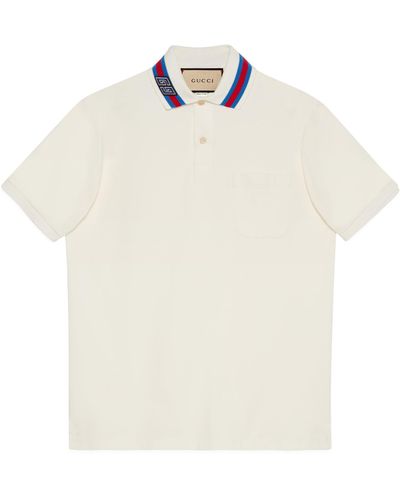 Gucci Cotton Piquet Polo With Square GG - White