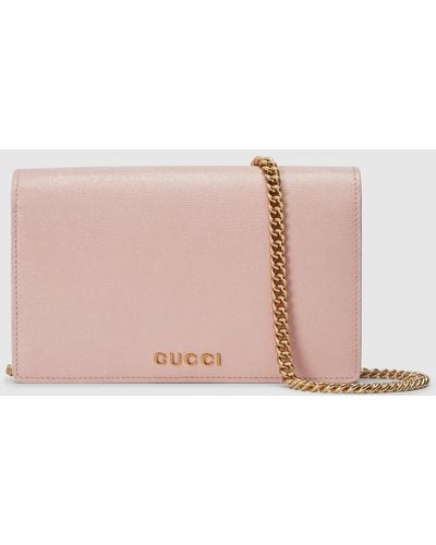 Gucci Chain Wallet With Script - Pink