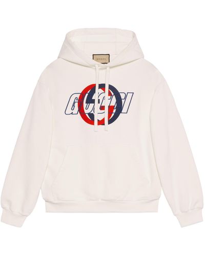 Gucci Brand-embroidered Printed Relaxed-fit Cotton-jersey Hoody - White
