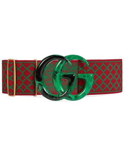 Gucci Elastic Belt With Double G - Green