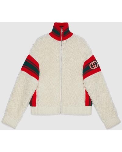 Gucci Wool Bomber Jacket With Patch - Red