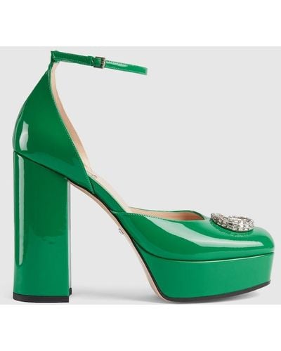 Gucci Platform Pump With Double G - Green