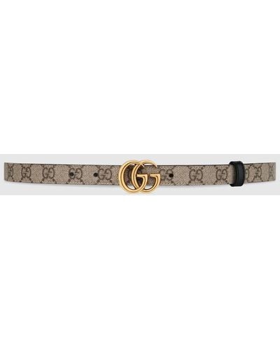 Gucci GG Marmont Reversible Thin Belt - Metallic