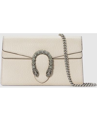 GUCCI Textured Calfskin Crystal Small Dionysus Shoulder Bag Mystic White  412077