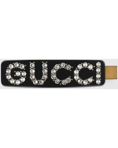 Gucci Crystal Single Hair Clip - Black
