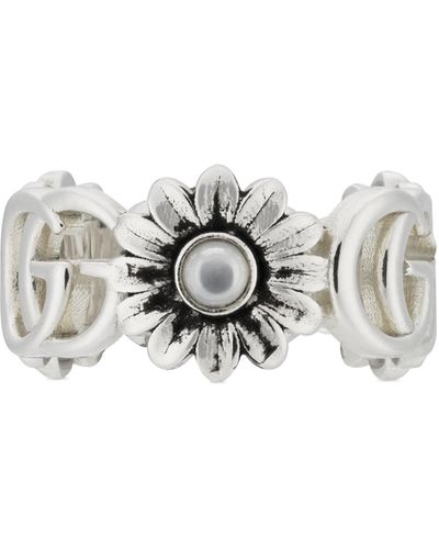 Gucci gg Marmont Flower Sterling- Ring - White
