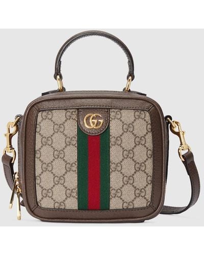 Gucci Ophidia GG Mini Top Handle Bag - Brown