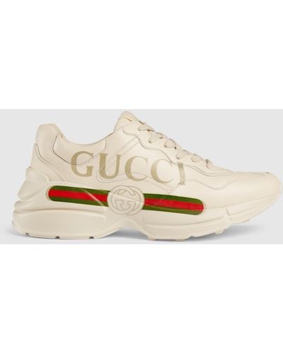 Gucci グッチ ロゴ レザー スニーカー, ホワイト, Leather
