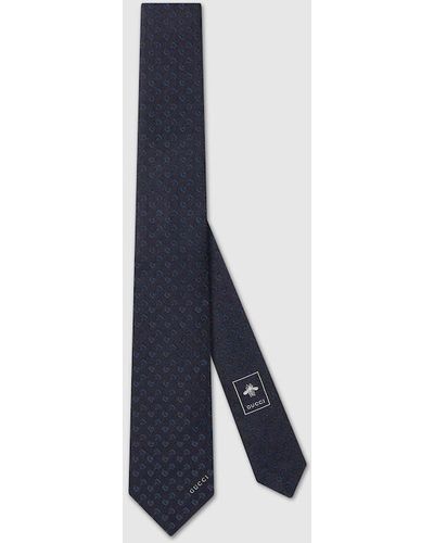 Gucci Horsebit Silk Jacquard Tie - Blue