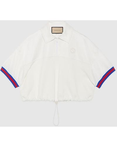 Gucci Jersey Polo Shirt With Web - White