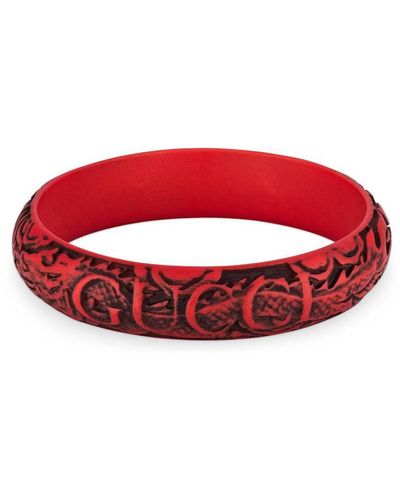 Gucci Logo-engraved Resin Bangle - Red