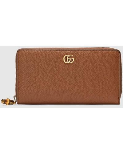 Gucci Zip Around Wallet With Bamboo - Brown