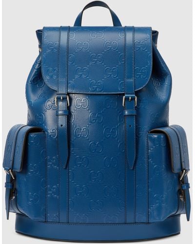Gucci GG Embossed Backpack - Blue
