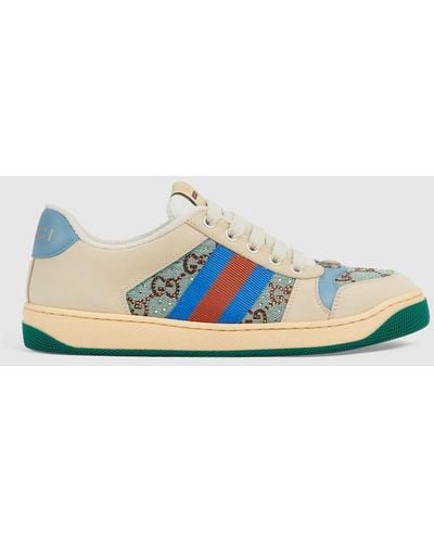 Gucci Screener Sneaker With Crystals - Blue
