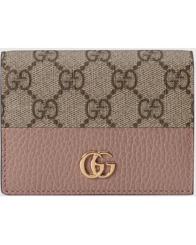 Gucci ダブルg オンライン限定 カードケース ウォレット, ベージュ, GGキャンバス - ピンク