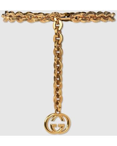 Gucci Chain Belt With Interlocking G Charm - Metallic