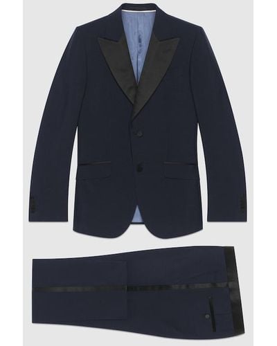 Gucci Fitted Mohair Wool Tuxedo - Blue