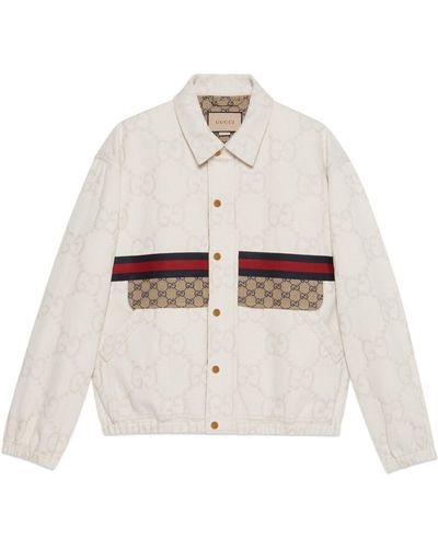 Gucci Maxi GG Denim Jacket With Web - White