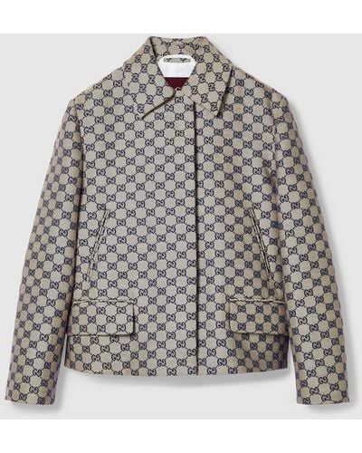 Gucci GG Linen Blend Canvas Jacket - Gray