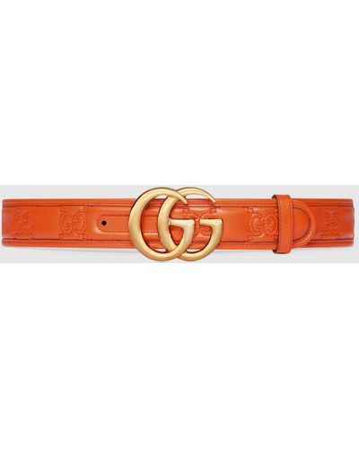 Gucci GG Marmont Matelassé Wide Belt - Orange