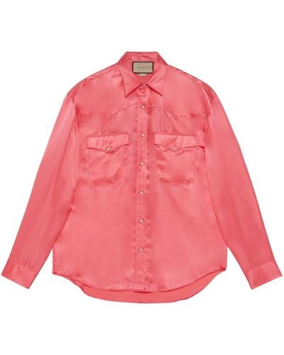 Gucci Viscose Silk Shirt With Embroidery - Pink