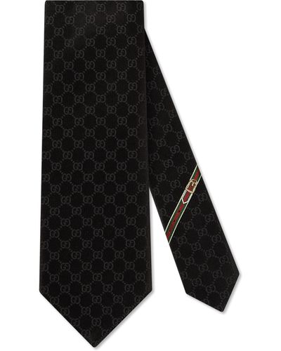 Gucci GG Pattern Silk Tie - Black