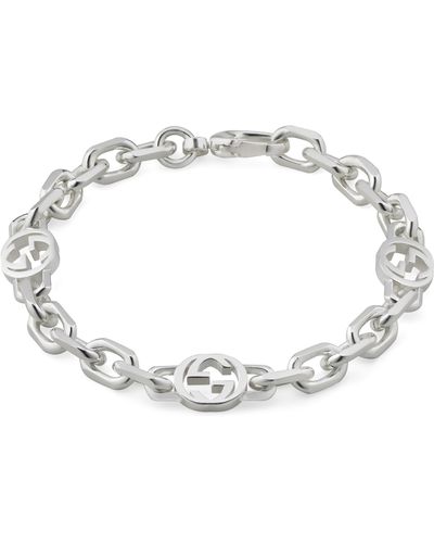 Gucci Silver Bracelet With Interlocking G - Metallic