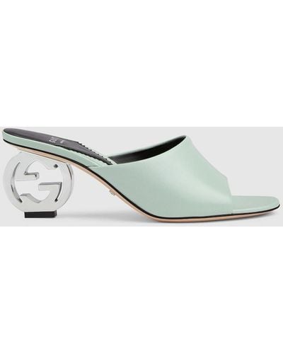 Gucci Interlocking G Heel Sandal - Metallic