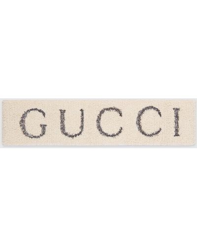 Gucci White Stretch Knit Logo Headband