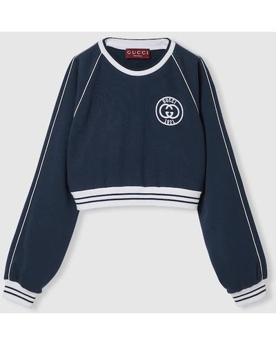 Gucci Cotton Jersey Sweatshirt With Embroidery - Blue