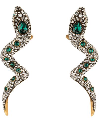 Gucci Snake Earrings With Crystals - Green