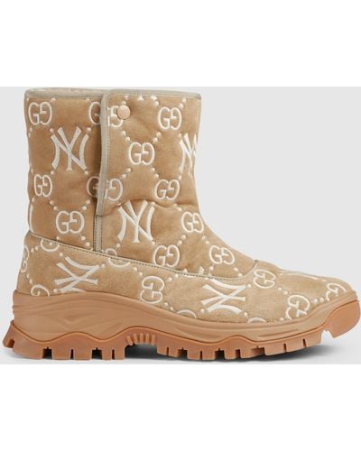 Gucci GG And Yankees Ankle Boot - Natural