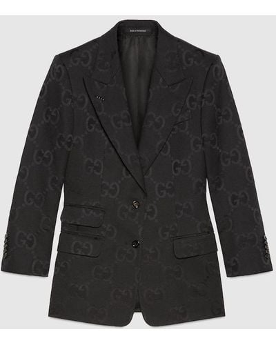 Gucci Light GG Canvas Single-breasted Jacket - Black