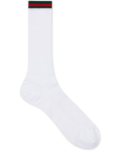 Gucci Cotton Blend Socks With Web - White