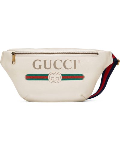 Gucci Print Leather Belt Bag - White