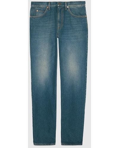 Gucci Regular Fit Washed Jeans - Blue