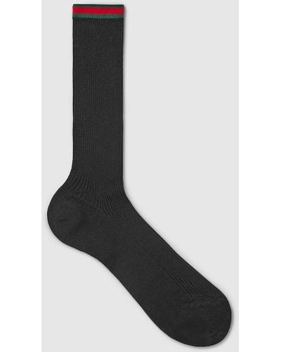 Gucci Cotton Blend Socks With Web - Black